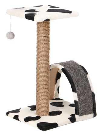 Когтеточка-столбик для кошек RICH BREED + дуга + площадка, джут, ковролин, черно-белый (35*30*56 см)