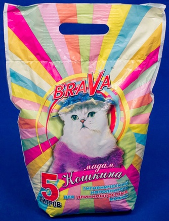 Наполнитель впитывающий бентонитовый для кошек BRAVA Мадам Кошкина (5 л)