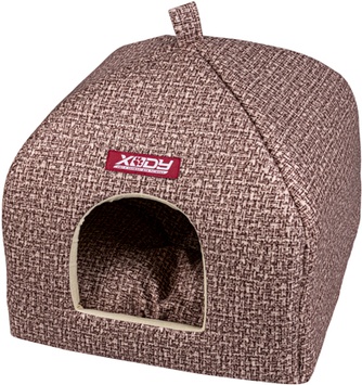 Домик для кошек и собак XODY Виг-вам №1 рогожка Коричневый (33*33*42 см)