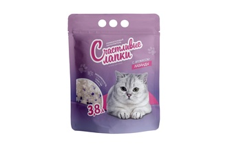Наполнитель впитывающий силикагелевый для кошек СЧАСТЛИВЫЕ ЛАПКИ с ароматом лаванды (3,8 л)