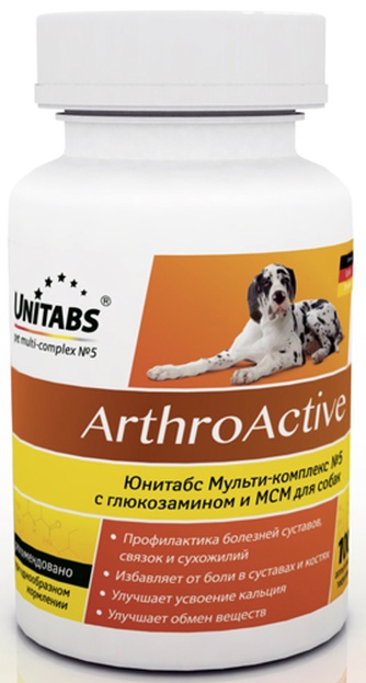 Таблетки для собак NEOTERICA Unitabs ArthroActive с глюкозамином и МСМ (100 таб)