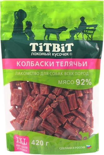 Лакомство для собак мелких пород TITBIT колбаски телятина (420 г)