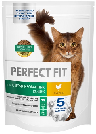 Корм сухой для стерилизованных кошек PERFECT FIT Курица (190 г)