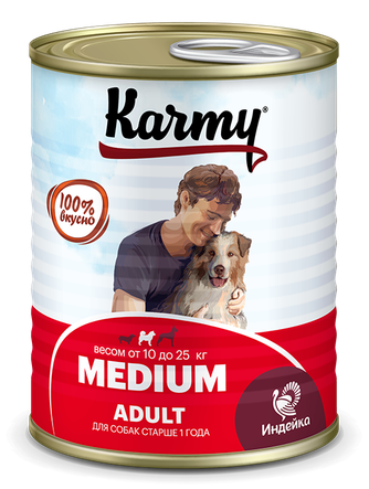 Корм влажный для собак средних пород KARMY Medium Adult с индейкой (340 г)