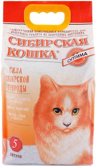 Наполнитель комкующийся бентонитовый для кошек СИБИРСКАЯ КОШКА Оптима (5 л)