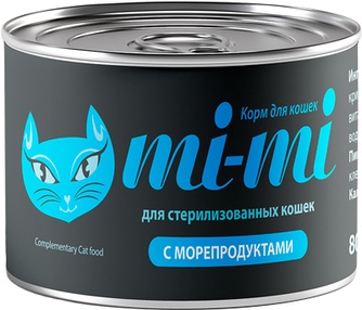 Корм влажный для стерилизованных кошек MI-MI с морепродуктами (80 г)