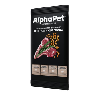 Лакомство для кошек ALPHAPET Superpremium Крем-лакомство Ягненок и облепиха (48 г)
