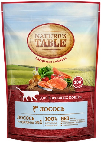 Корм сухой для кошек NATURE'S TABLE Лосось (0,19 кг)