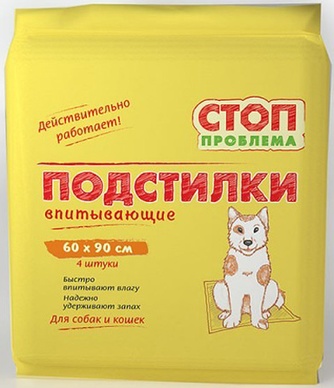 Подстилки впитывающие для кошек и собак ЭКОПРОМ Стоп Проблема (60*90 см/4 шт)