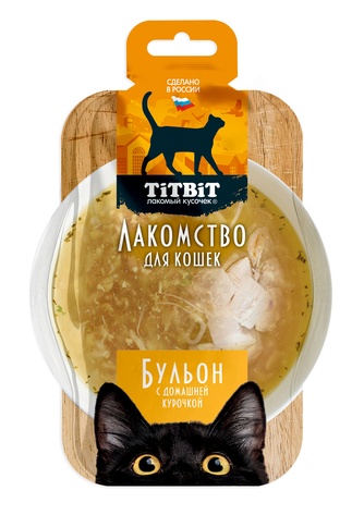 Лакомство для кошек TITBIT Лакомый кусочек Бульон с домашней курочкой (55 г)
