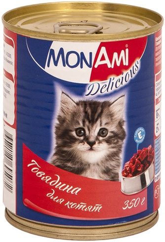 Корм влажный для котят MONAMI 201002122 говядина (350 г)