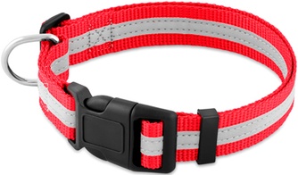 Ошейник для собак ЛЕНТАЗОО светоотражающий красный (32-41 см)