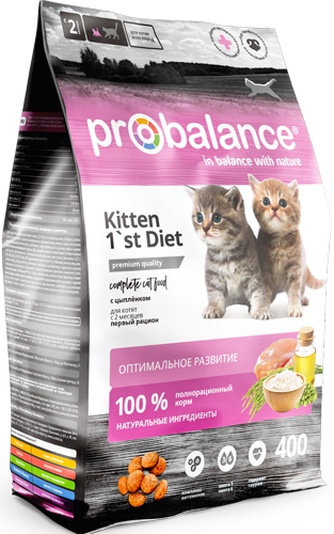 Корм сухой для котят PROBALANCE 1`st diet kitten курица (0,4 кг)