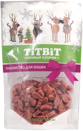 Лакомство для кошек TITBIT Лакомый кусочек Снеки Рыбки с лососем (50 г)