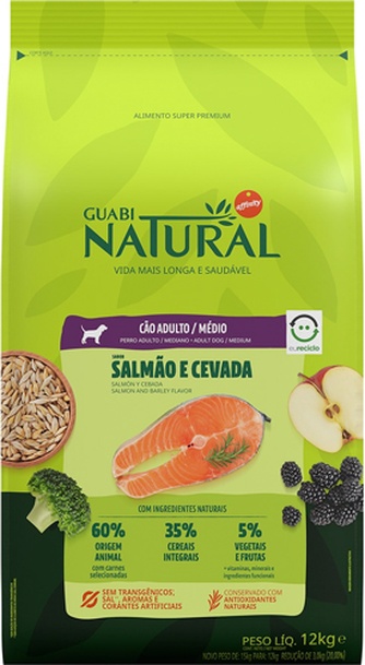Корм сухой для собак средних пород GUABI NATURAL Cao Adulto/Medio Лосось и ячмень (12 кг)