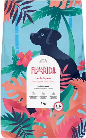 Корм сухой для щенков мелких пород FLORIDA Ягненок, груша (1 кг)