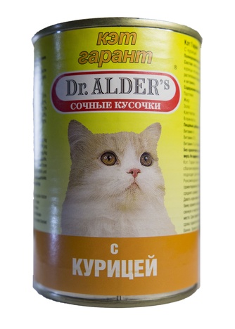 Корм влажный для кошек DR. ALDER'S Cat Garant кусочки, курица, в желе (415 г)