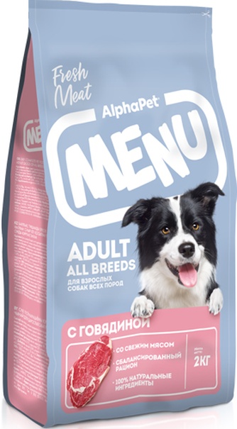 Корм сухой для взрослых собак ALPHAPET Menu с говядиной (2 кг)