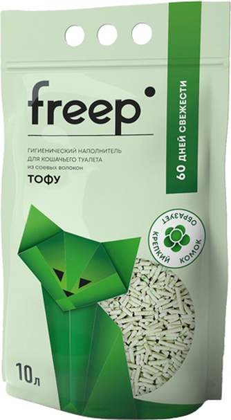 Наполнитель комкующийся соевый для кошек FREEP тофу (10 л)