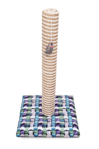 Когтеточка-столбик для кошек RICH BREED ЛАЙФСТАЙЛ с мышкой, джут, голубой (54*30 см)