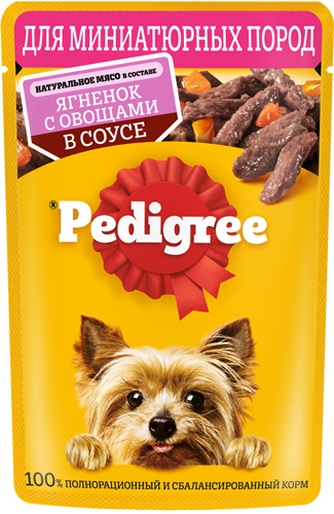 Корм влажный для собак миниатюрных пород PEDIGREE с ягненком и овощами в соусе (85 г)