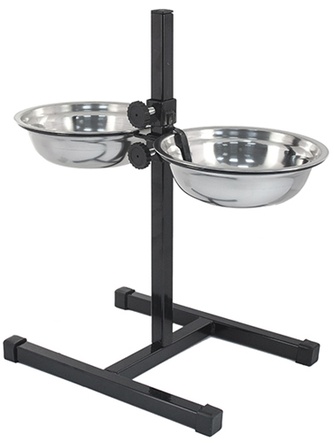 Кормушка для собак ECO регулируемая Черная (40 см/2 шт/1000 мл/20 см)