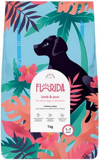 Корм сухой для собак мелких пород FLORIDA Ягненок, груша (1 кг)