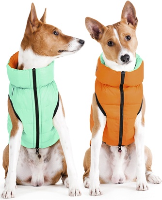 Куртка двусторонняя для собак COLLAR AiryVest Lumi светящаяся оранжево-салатовая (25 см)