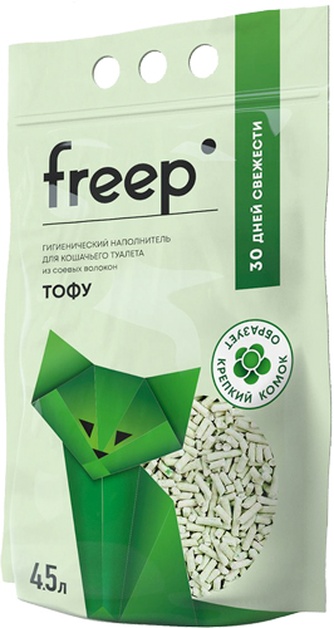 Наполнитель комкующийся соевый для кошек FREEP тофу (4,5 л)