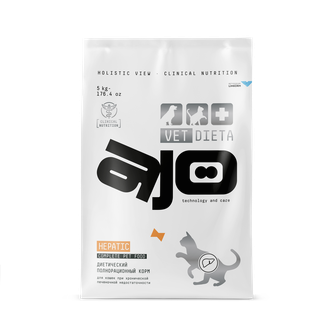Корм сухой для кошек AJO Vet Dieta Hepatic при хронической печеночной недостаточности (5 кг)