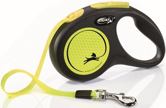 Рулетка неоновая для собак до 15 кг FLEXI New Neon черно-желтый (S/5 м)