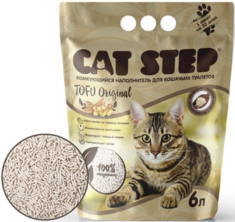 Наполнитель комкующийся соевый для кошек CAT STEP Tofu Original растительный (6 л)