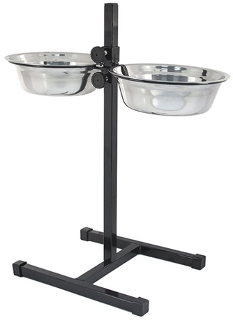 Кормушка для собак ECO регулируемая Черная (50 см/2 шт/1500 мл/22 см)