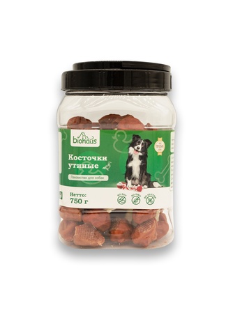 Лакомство для собак BIOHAUS косточки утиные (750 г)