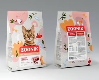 Корм сухой для котят от 2 до 12 месяцев ZOONIK KITTEN мясное ассорти (2 кг)