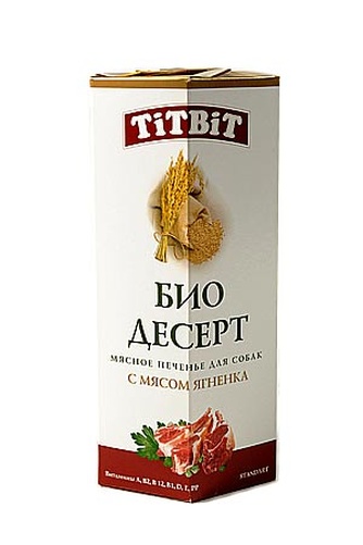 Лакомство для собак мелких пород TITBIT Лакомый кусочек Bio desert Печенье с мясом ягненка стандарт (350 г)