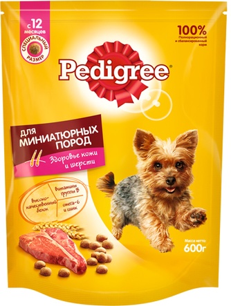 Корм сухой для собак миниатюрных пород PEDIGREE Говядина (0,6 кг)