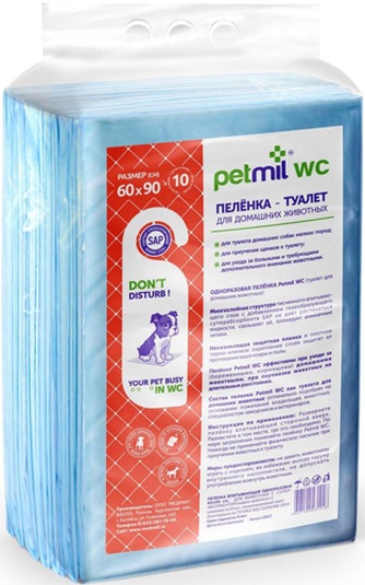 Пеленки впитывающие для собак PETMIL одноразовые (60*90*10 шт)