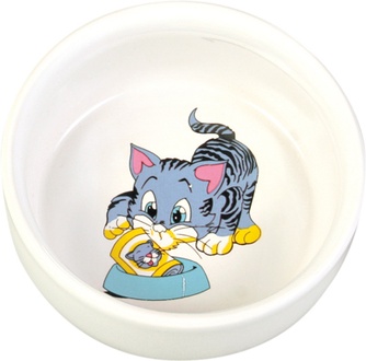Миска для кошек TRIXIE Кошка с миской керамическая (300 мл/11 см)