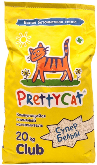 Наполнитель комкующийся бентонитовый для кошек PRETTY CAT Супер Белый CLUB (20 кг)
