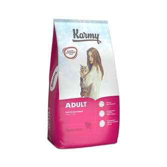 Корм сухой для взрослых кошек KARMY ADULT с телятиной (10 кг)