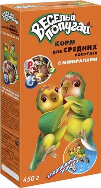 Корм для средних попугаев ЗООМИР Веселый попугай с Минералами (0,45 кг)
