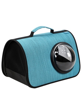 Сумка-переноска для кошек и собак RICH BREED MYJET иллюминатор/сетка, голубая лайн (M/40*25*25 см)