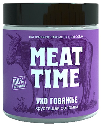 Лакомство для собак мелких пород MEAT TIME Ухо говяжье Хрустящая соломка (50 гр)