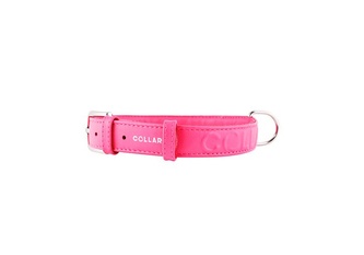 Ошейник кожаный для собак COLLAR Glamour двойной прошитый без украшений розовый (30-39 см/20 мм)