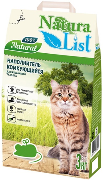 Наполнитель комкующийся бентонитовый для кошек NATURALIST (3 кг)