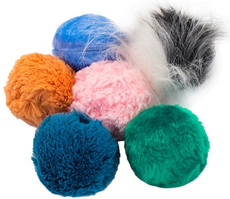 Игрушка для кошек  ZOOM Мячик меховой разноцветный (7см, туба)