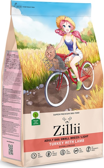 Корм сухой для взрослых собак мелких пород ZILLII Adult Dog Small Breed / Light при избыточном весе с индейкой и ягненком (800 г)