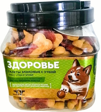 Лакомство для собак мелких пород GREEN QZIN Здоровье Галеты с телятиной и уткой (750 г)