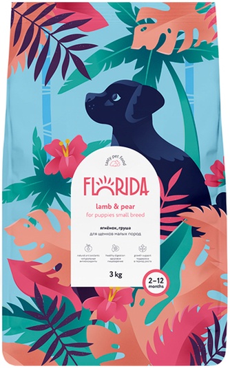 Корм сухой для щенков мелких пород FLORIDA Ягненок, груша (3 кг)